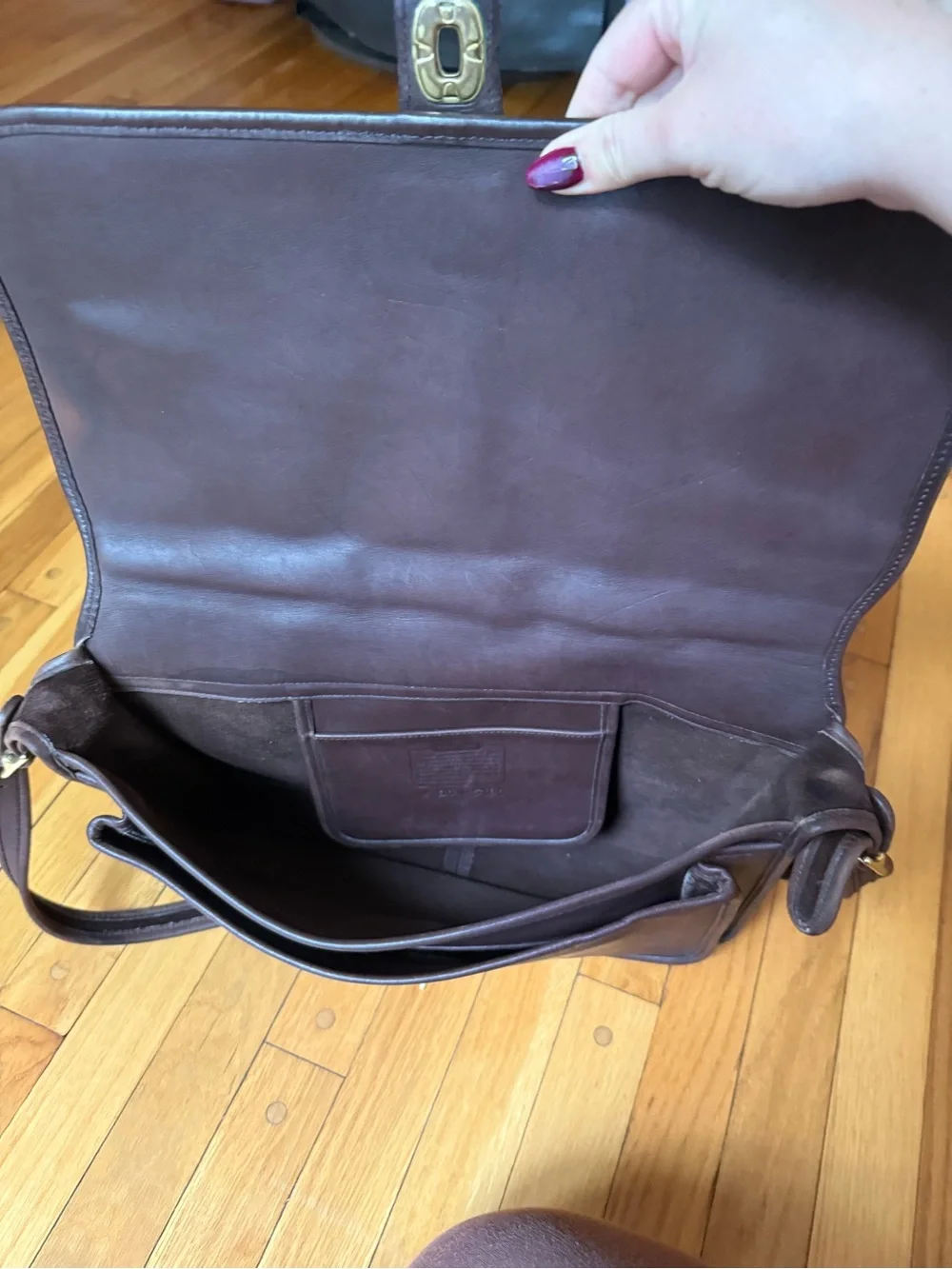 Coach Dark Brown Leather Briefcase with Gold Hardware